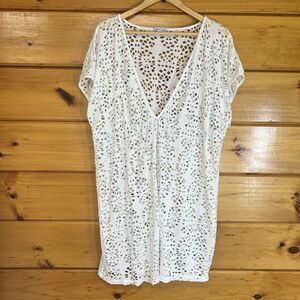 WOMEN'S White Lacy Swim 365  SWIMSUIT COVER Up L